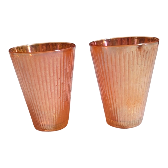 ⏳️Vintage⏳️ CARNIVAL JEANNETTE  TREE BARK Marigold Set Juice Glasses - Picture 4 of 6